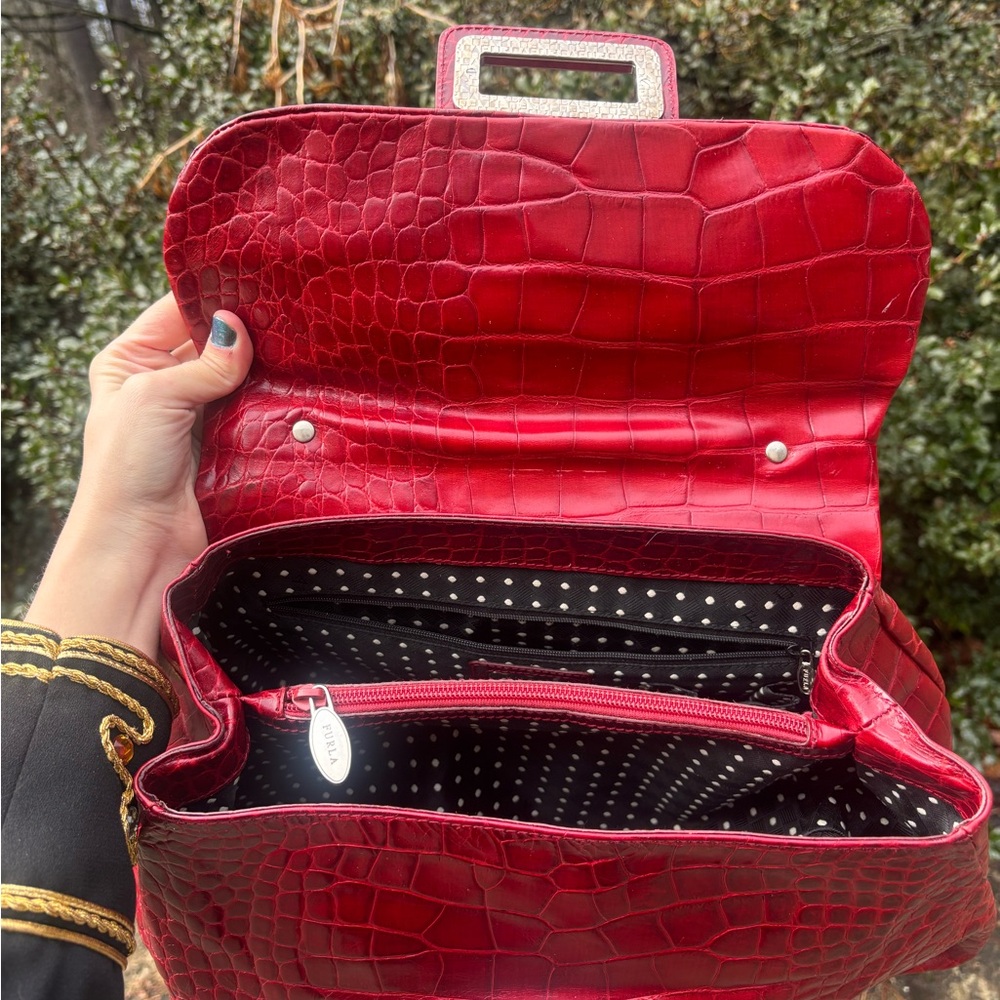 Furla Croc Embossed Shoulder Bag - Picture 6 of 17